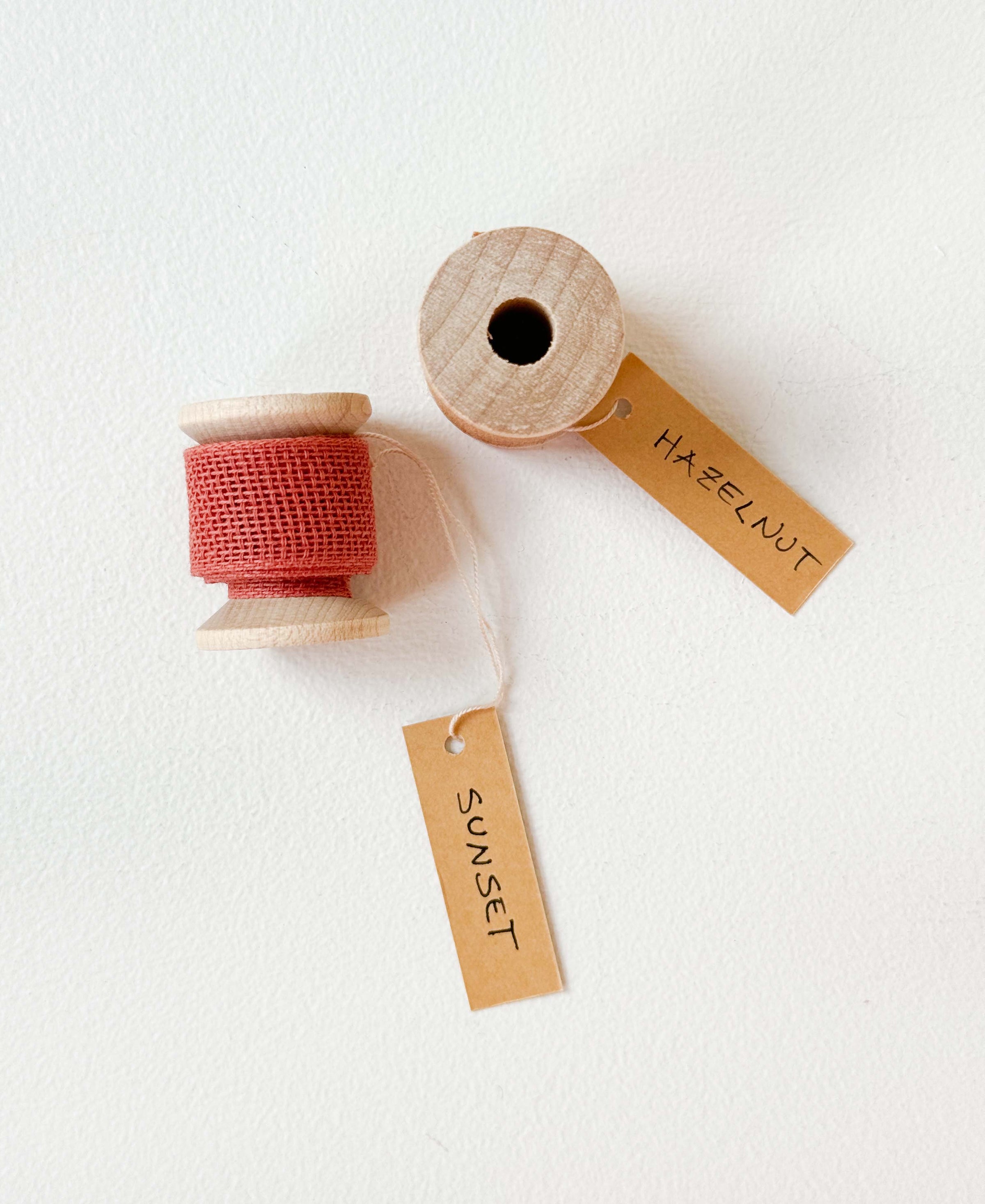 Tiny wood spool ribbon sample – studio carta shop