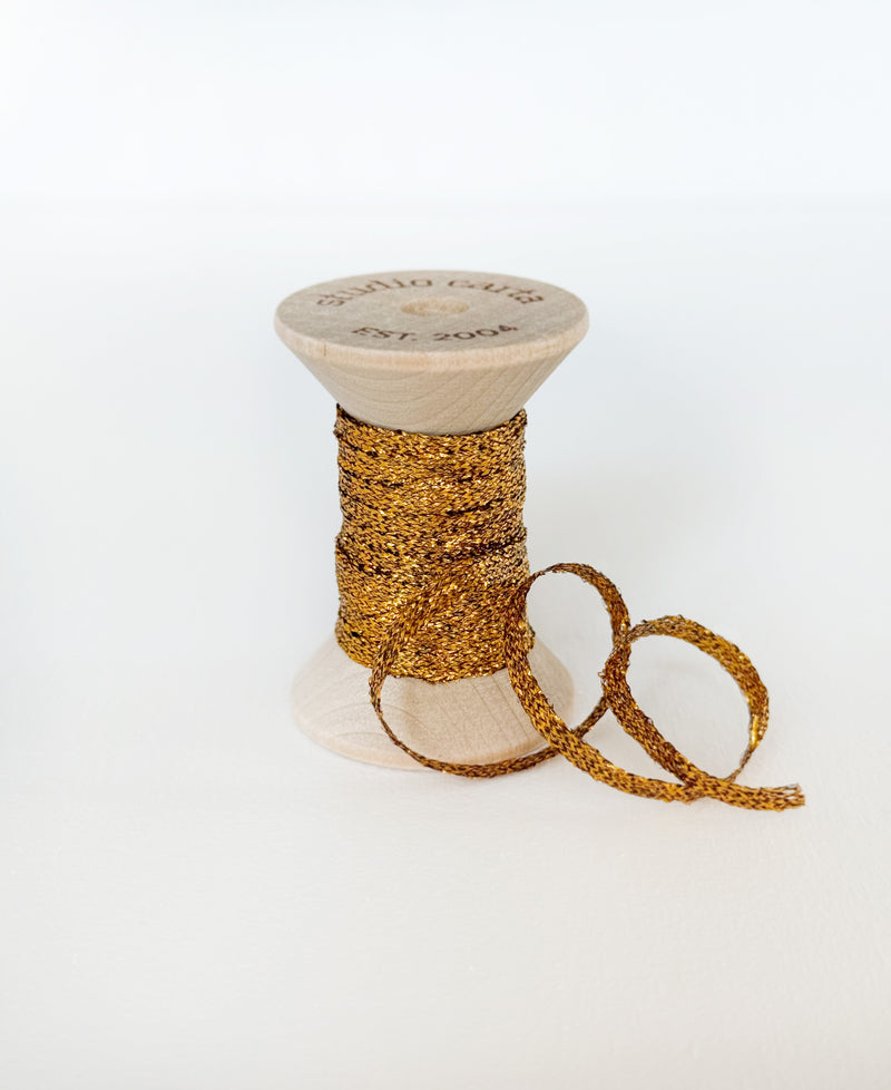 Metallic Braided ribbon wood spool