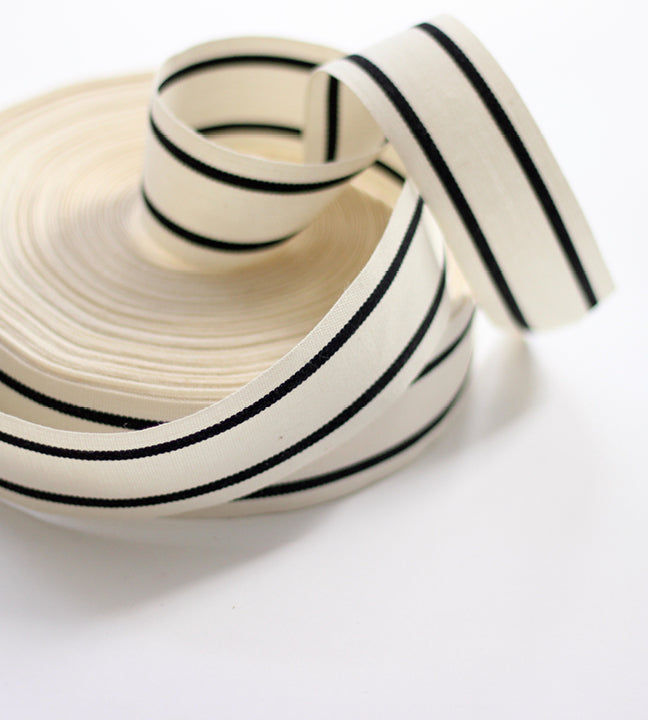 Striped cotton ribbon 1 ½” width - 44 yds ribbon – studio carta shop