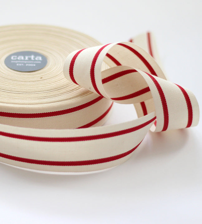 Striped cotton ribbon 1 ½” width - 44 yds ribbon – studio carta shop