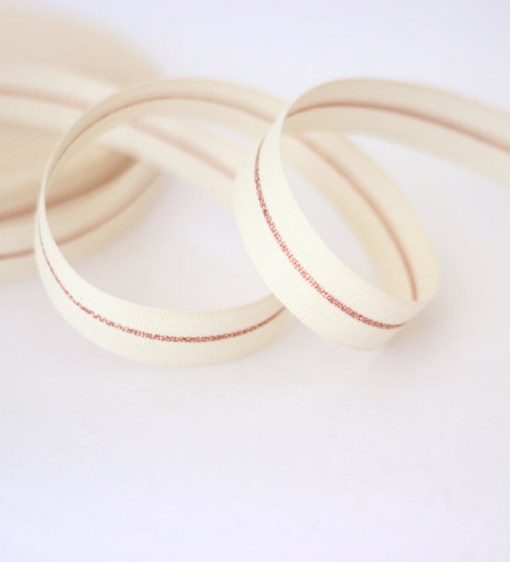 Metallic Line Tight weave cotton ribbon 5/8" width