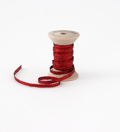 Metallic Braided ribbon wood spool