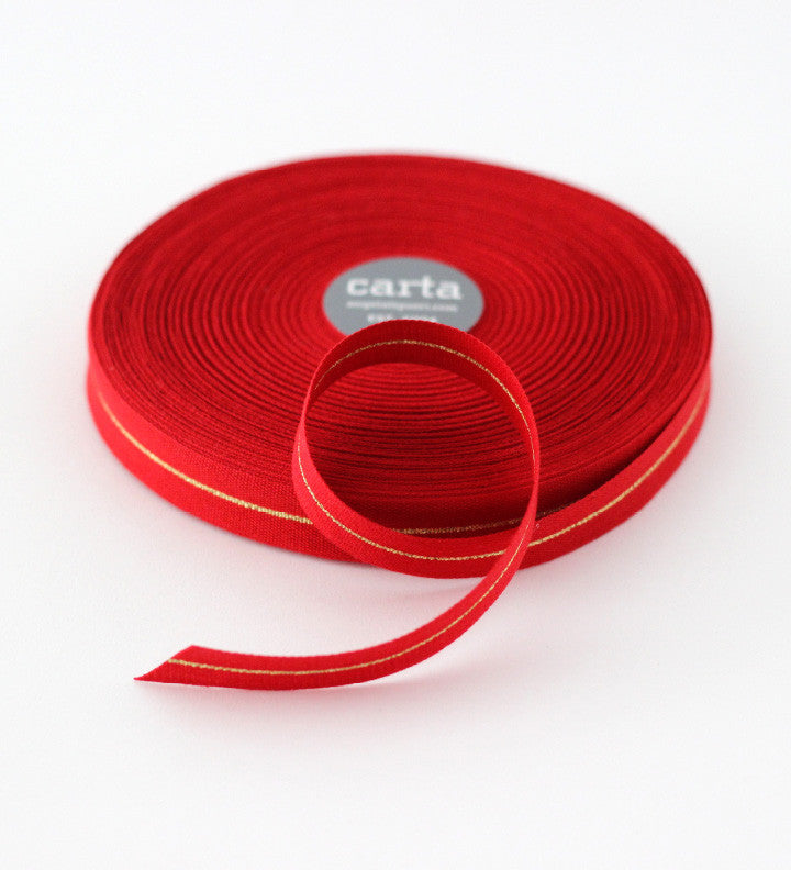 Metallic Line Tight weave cotton ribbon 5/8