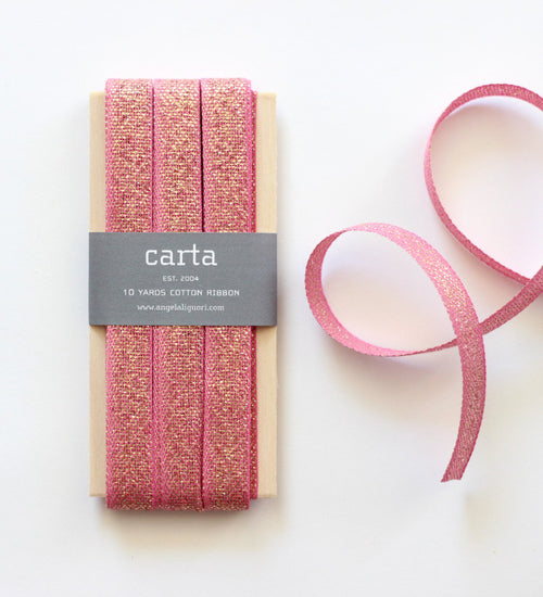 Metallic loose weave cotton ribbon | wood paddle 10 Yards