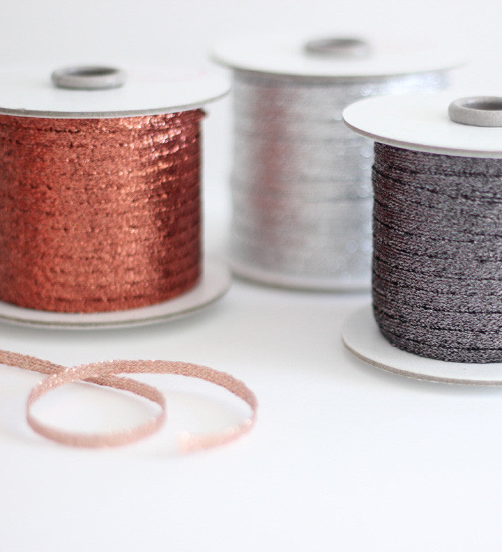 Braided Silver Ribbon Metallic Braided ribbon 1/8