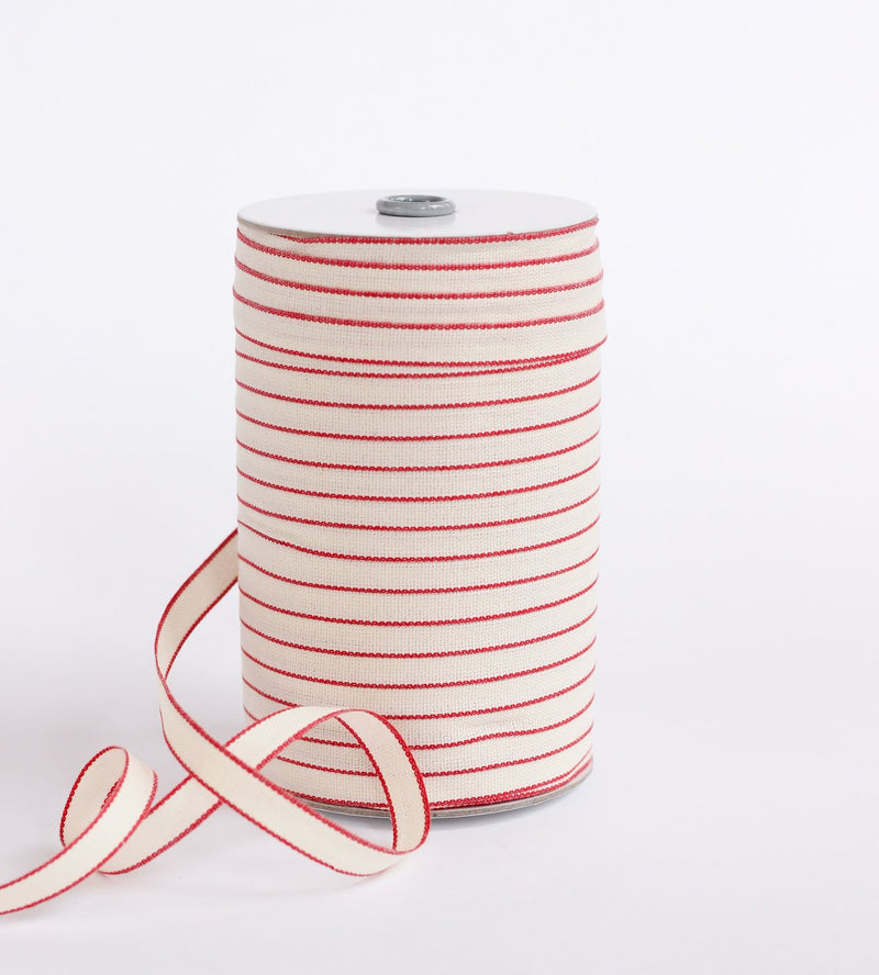 Thick Woven Striped Ribbon -- 1 inch -- Red Pink -- 3 yards