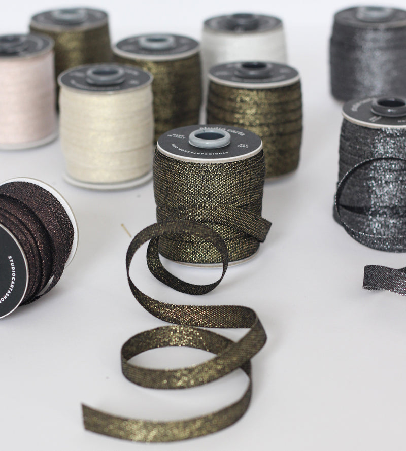 Metallic woven cotton ribbon 3/8” width